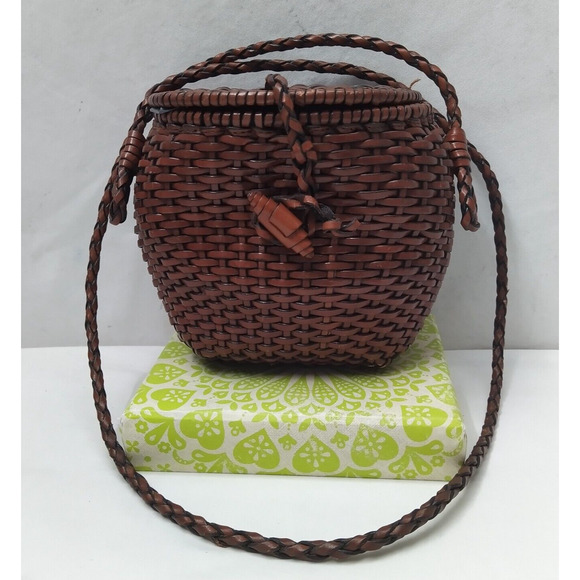 Ann Taylor Handbags - Ann Taylor Brown Woven Leather Saddle Crossbody Bag